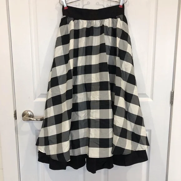 Gunne Sax skirt black and white check with ruffle crinoline extending past hem - Picture 1 of 8